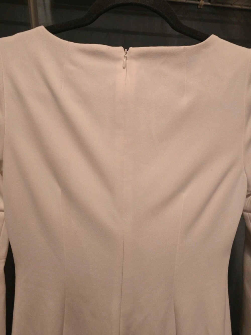 Calvin Klein White Midi Sheath Dress with Black Ribbon Sleeves [2] - Picture 4 of 8